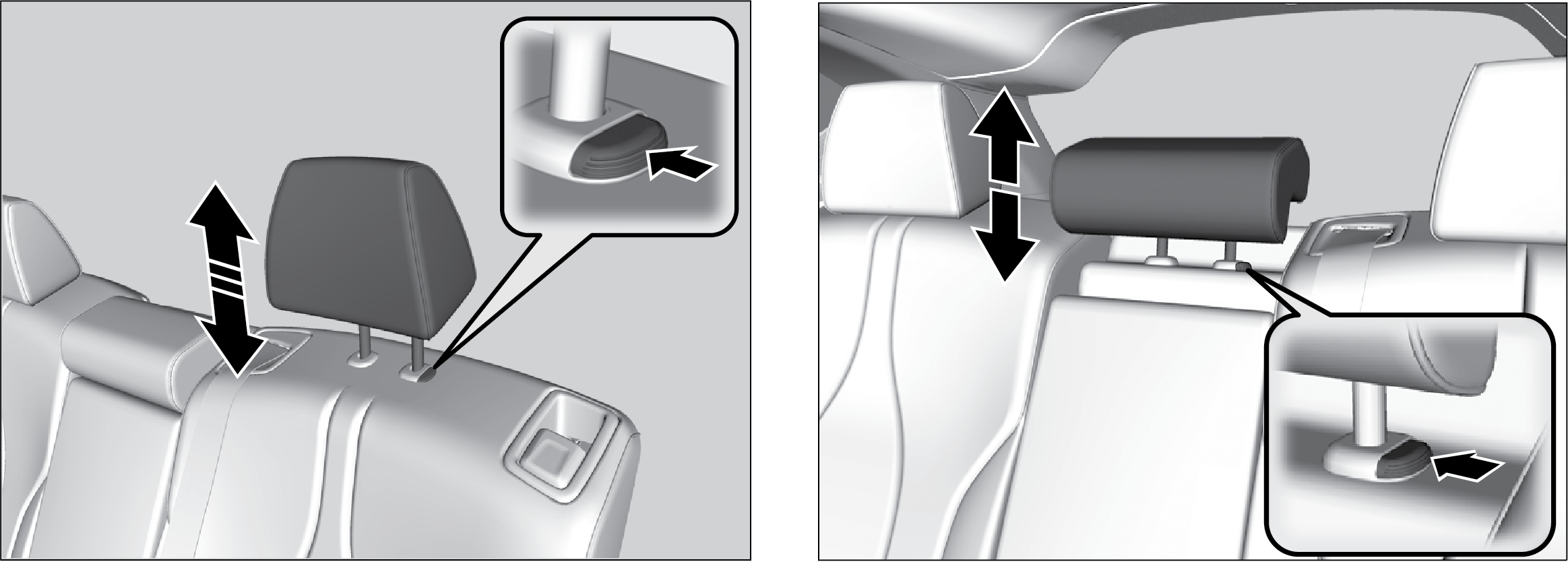 Adjusting the Rear Head Restraints