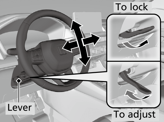 Adjusting The Steering Wheel CR V 2024 Honda Owners Manual   3A013047 